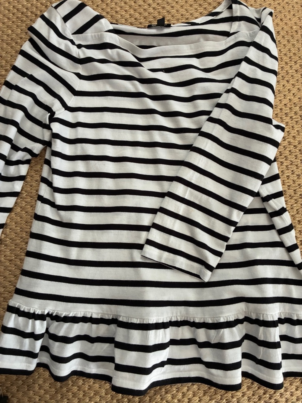 Talbots Black and White Striped Petite Top